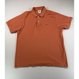 Lacoste Polo Shirt Mens Size 6 Orange Short Sleeves Cotton Casual Preppy